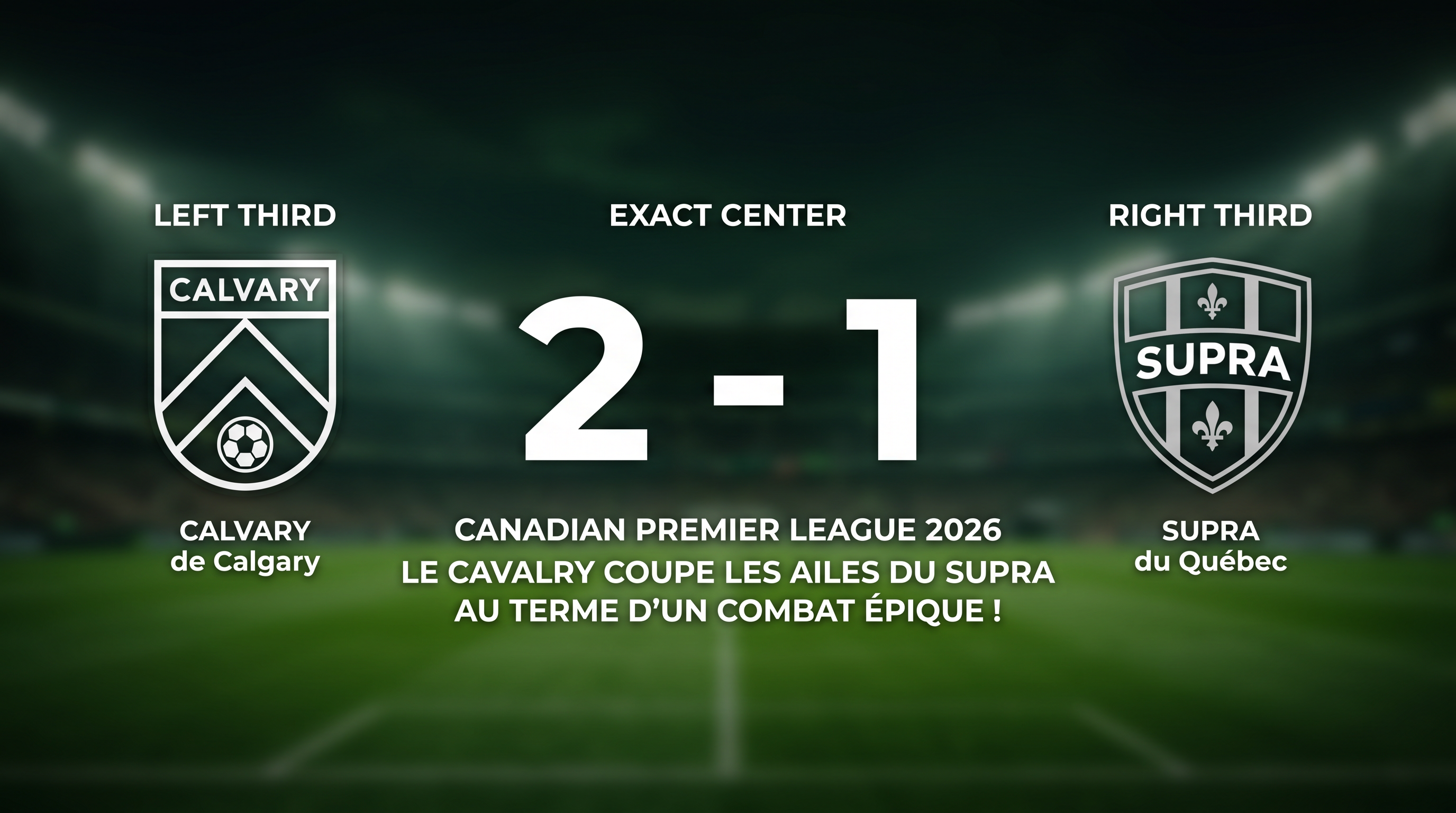CALVARY de Calgary 2-1 SUPRA du Québec: Match Recap - Canadian Premier League 2026 LE CAVALRY COUPE LES AILES DU SUPRA AU TERME D’UN COMBAT ÉPIQUE !