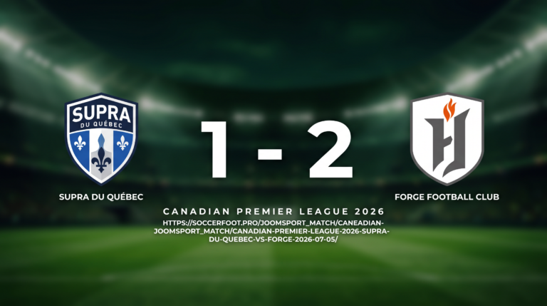 Supra du Québec 1-2 Forge Football Club: Match Recap - Canadian Premier League 2026 https://soccerfoot.pro/joomsport_match/canadian-premier-league-2026-supra-du-quebec-vs-forge-2026-07-05/